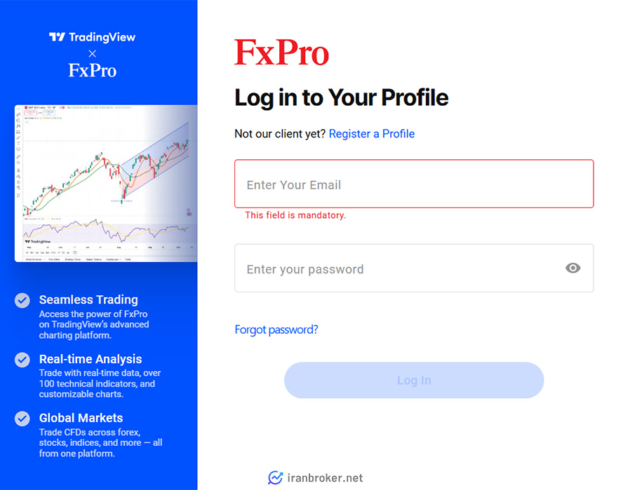 ورود به پنل کاربری در بروکر اف ایکس پرو
