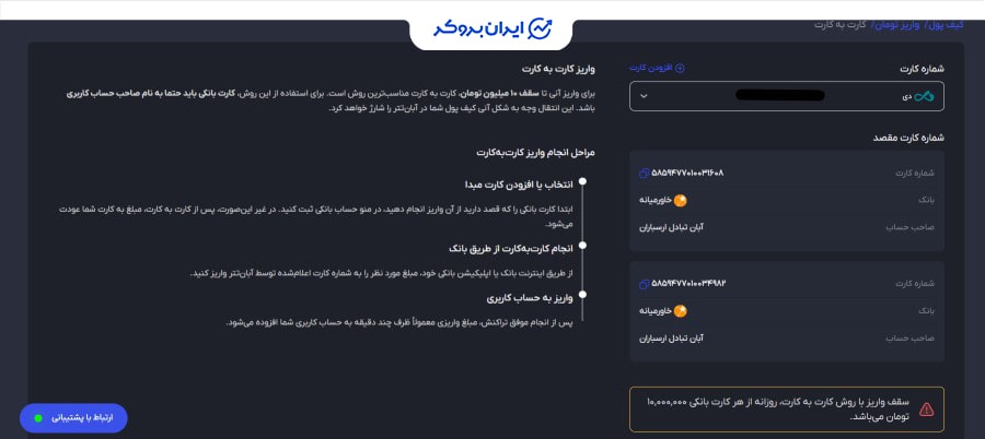 واریز تومان به آبان تتر