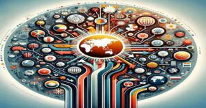 DALL·E 2023 12 15 20.09.17 A refined image for the article Breaking 14 more countries lined up to join BRICS without any text. Focus on visual symbols representing the conce 1