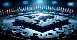 DALL·E 2023 12 17 19.08.08 A suggestive and mysterious image for the article BRICS has a secret world order plan Here are all the juicy details without including any nation