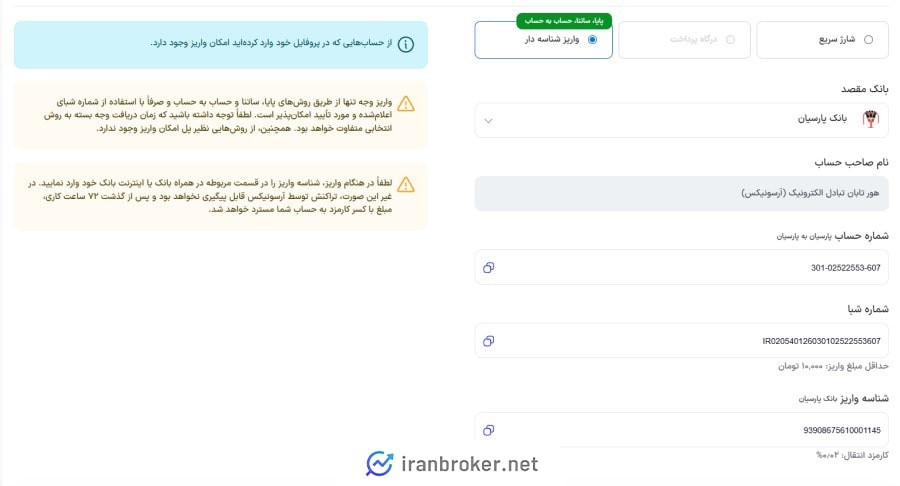 واریز ریالی در صرافی آرسونیکس