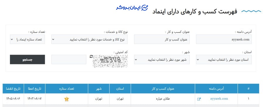 استعلام اینماد عیاره