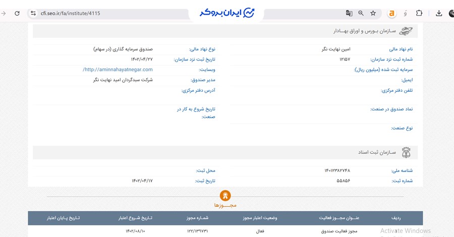 اطلاعات ثبتی صندوق پیروز