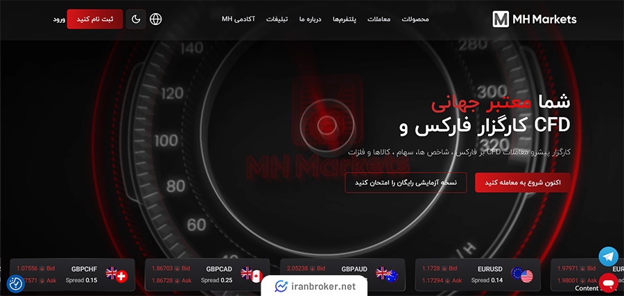 صفحه اصلی سایت بروکر ام اچ مارکتس