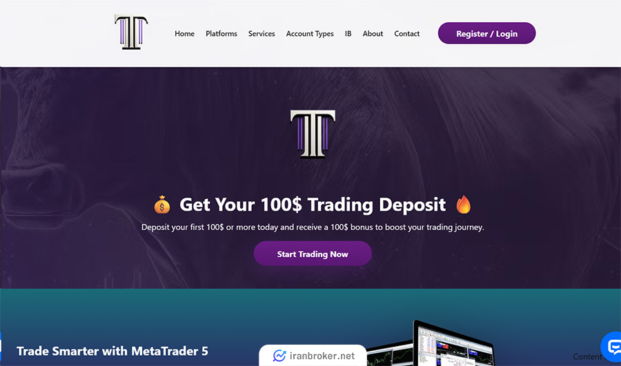 صفحه اصلی سایت بروکر تورا اف ایکس