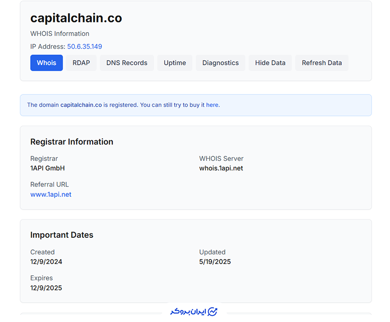  Whois کپیتال چین
