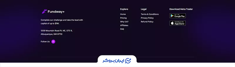  آدرس ثبت شده دفتر مرکزی پراپ فرم Fundwayplus.